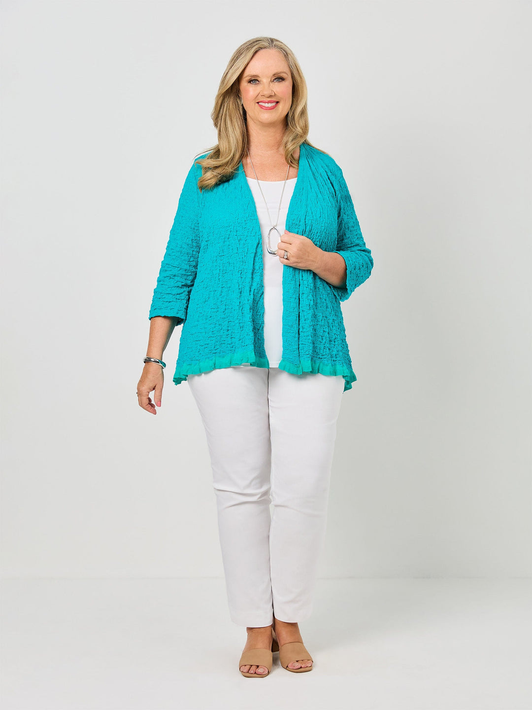 Seersucker Knit Jacket - Emerald