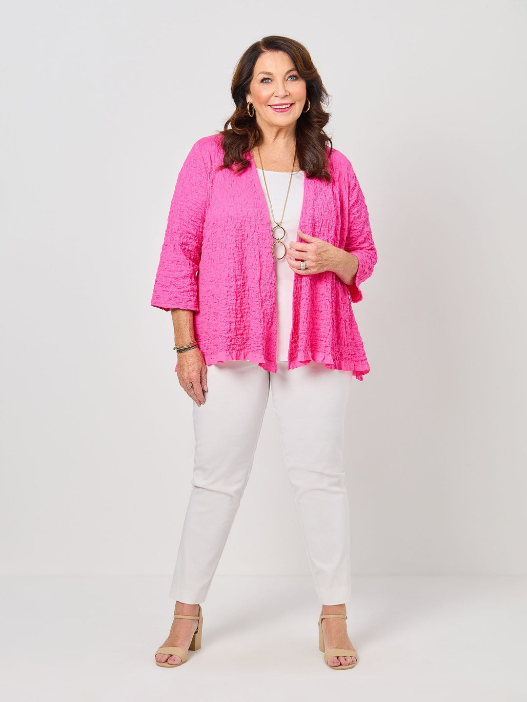 Seersucker Knit Jacket - Fuchsia