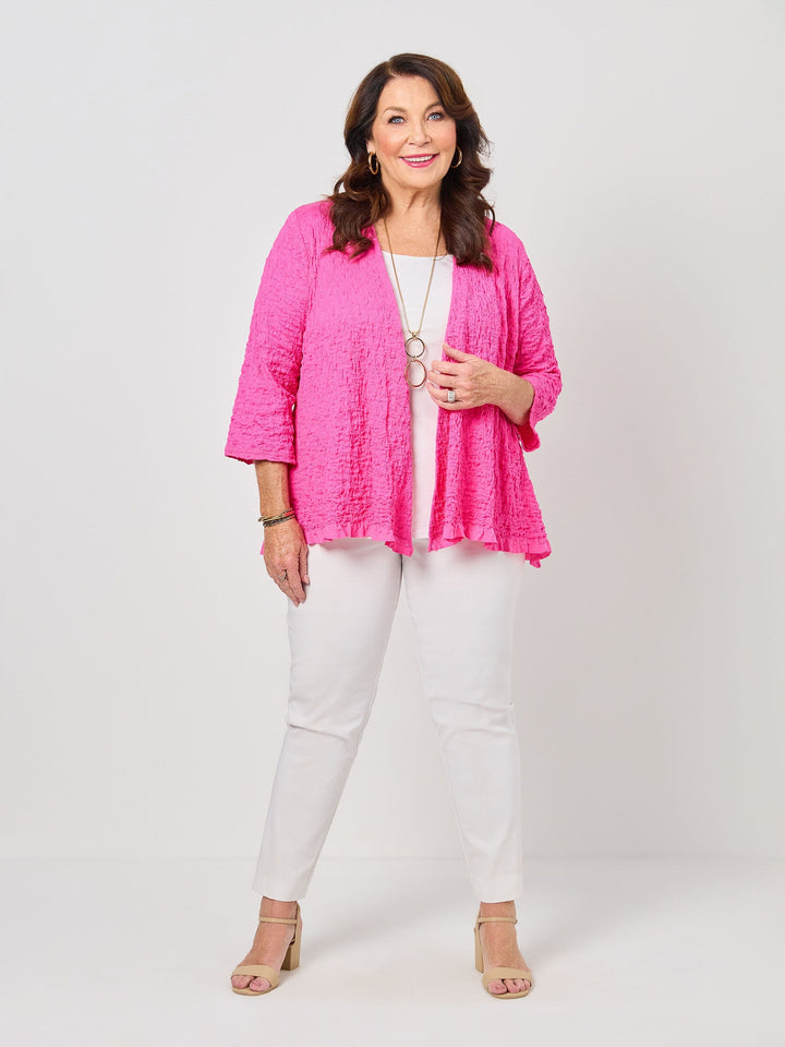 Seersucker Knit Jacket - Fuchsia