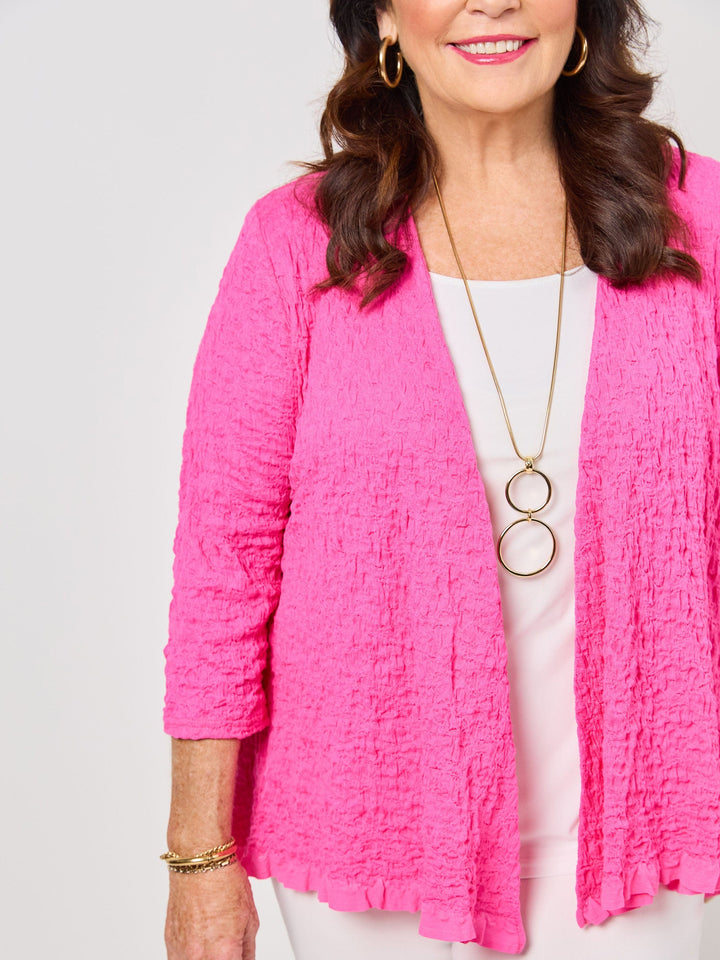Seersucker Knit Jacket - Fuchsia