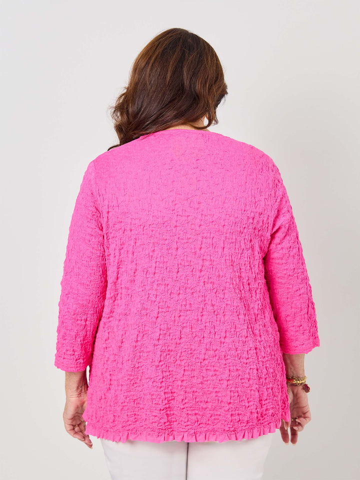 Seersucker Knit Jacket - Fuchsia