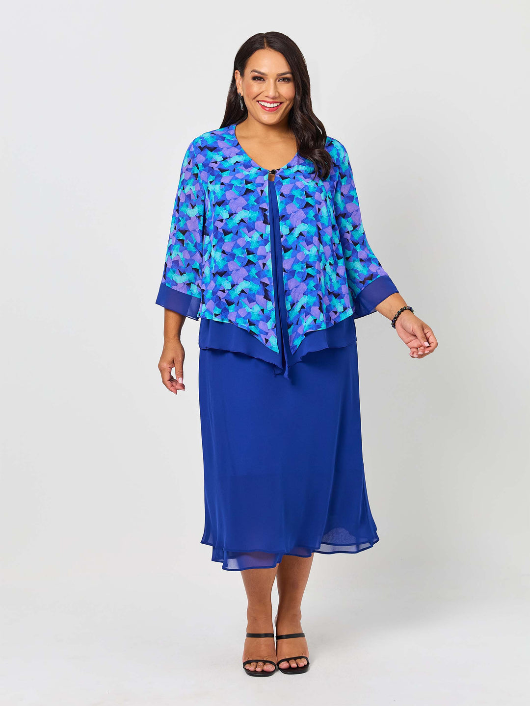 Double Layer Evening Jacket - Blue Harlequin