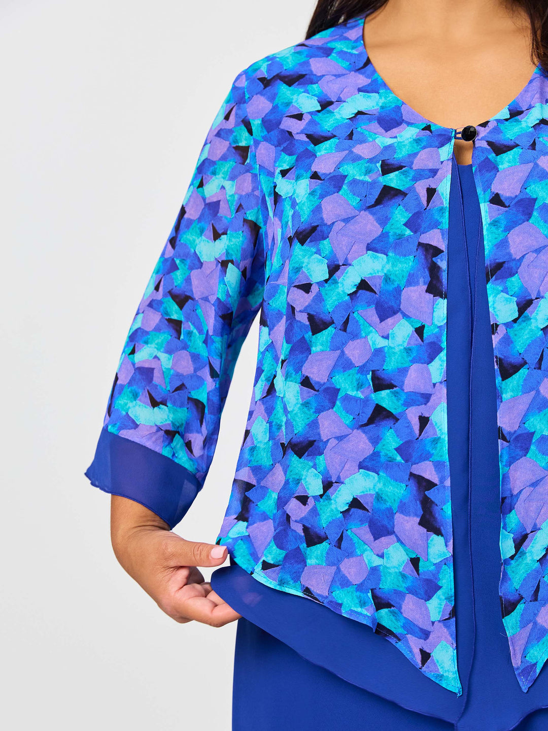 Double Layer Evening Jacket - Blue Harlequin