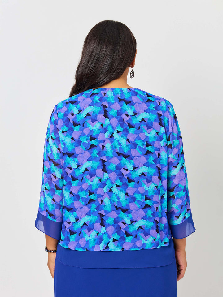 Double Layer Evening Jacket - Blue Harlequin