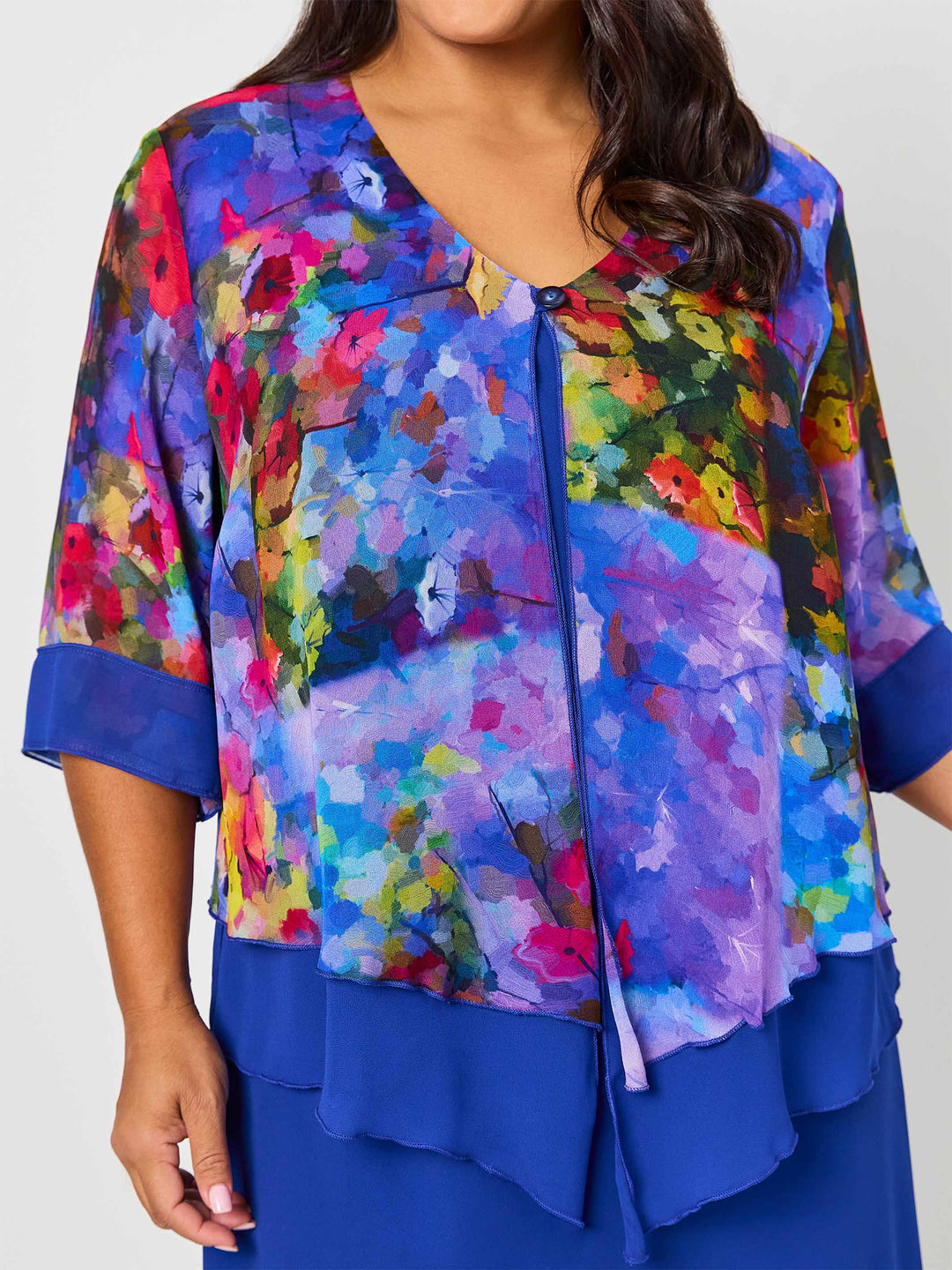 Double Layer Evening Jacket - Elegant Poppies