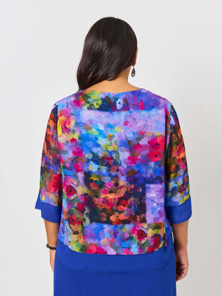 Double Layer Evening Jacket - Elegant Poppies