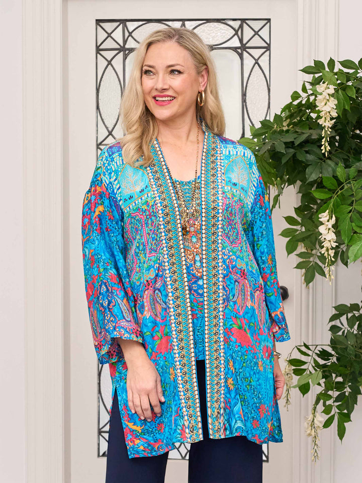Liliana Print Jacket and Cami Set - Blue