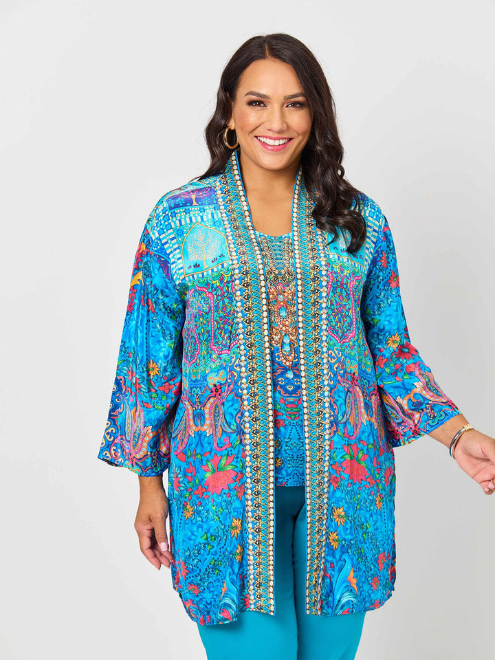 Liliana Print Jacket and Cami Set - Blue