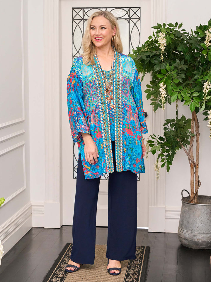 Liliana Print Jacket and Cami Set - Blue