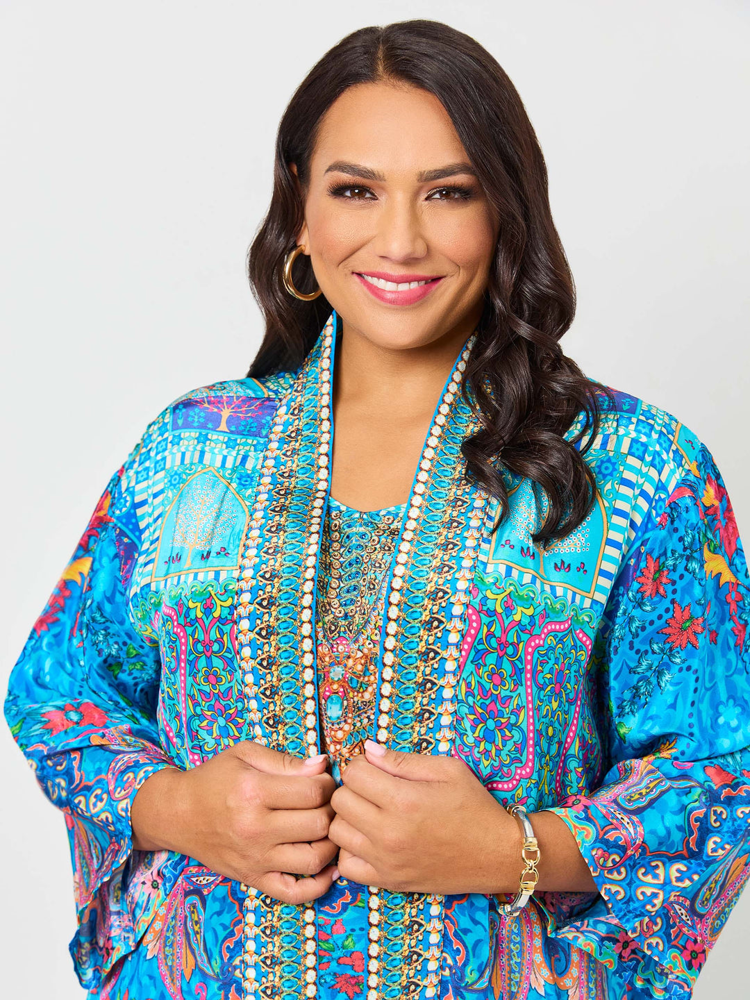 Liliana Print Jacket and Cami Set - Blue