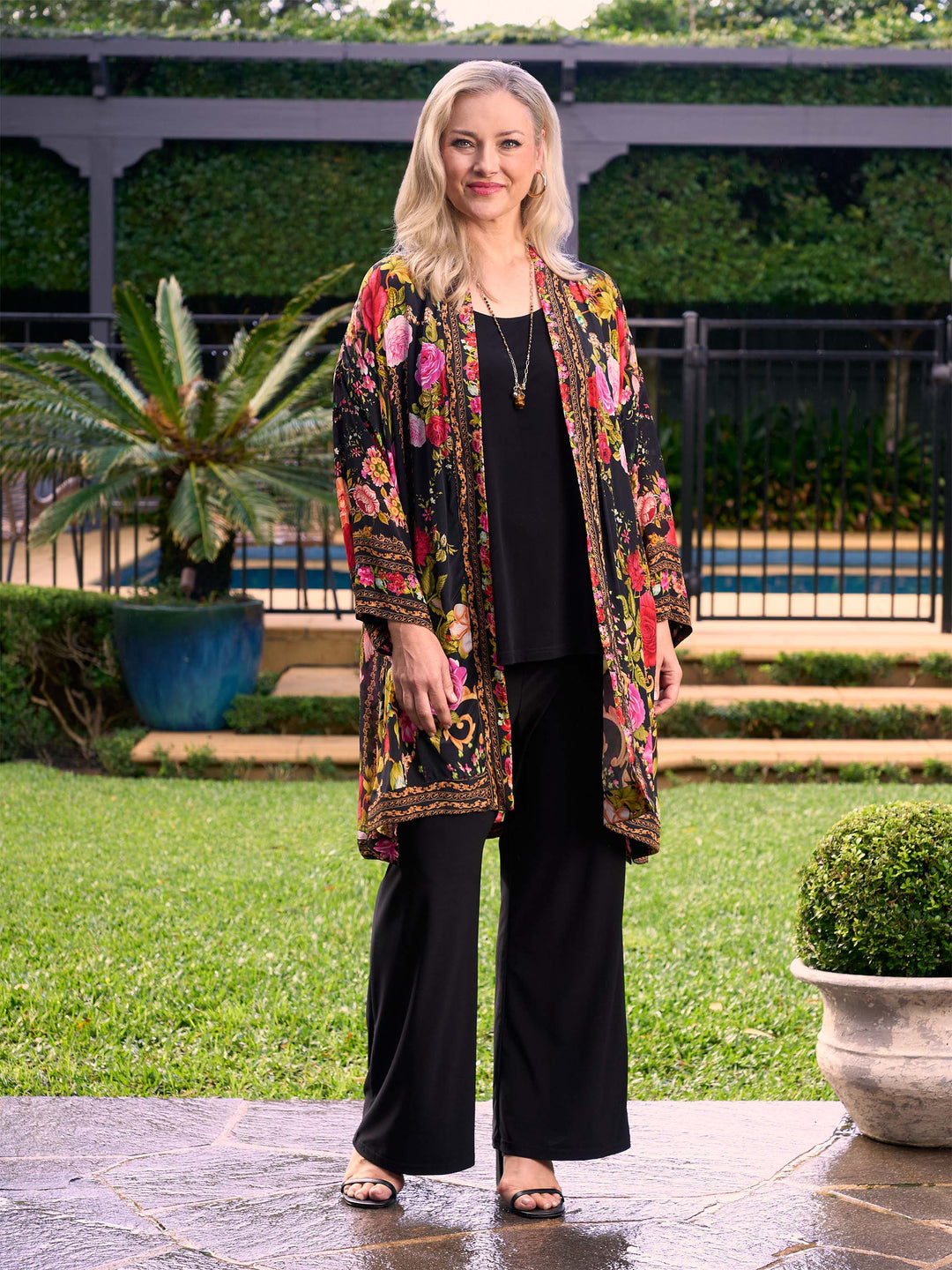 Jo Jo Print Contrast Border Jacket - Black