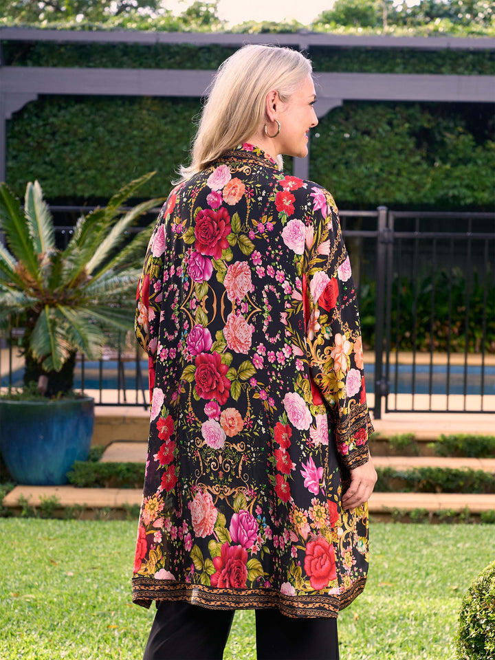 Jo Jo Print Contrast Border Jacket - Black