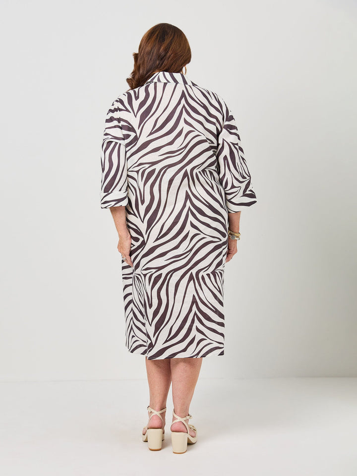 Shirt Maker Linen Dress - Zebra