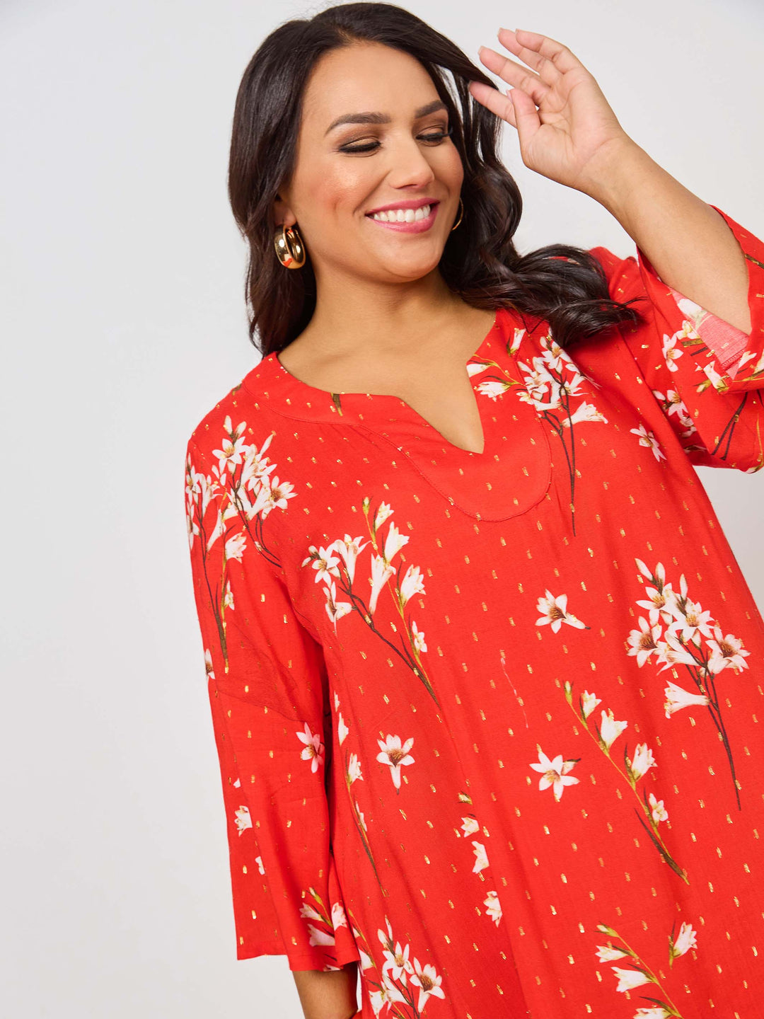 Ruffle Hem Gold Fleck Dress - Xmas Bells