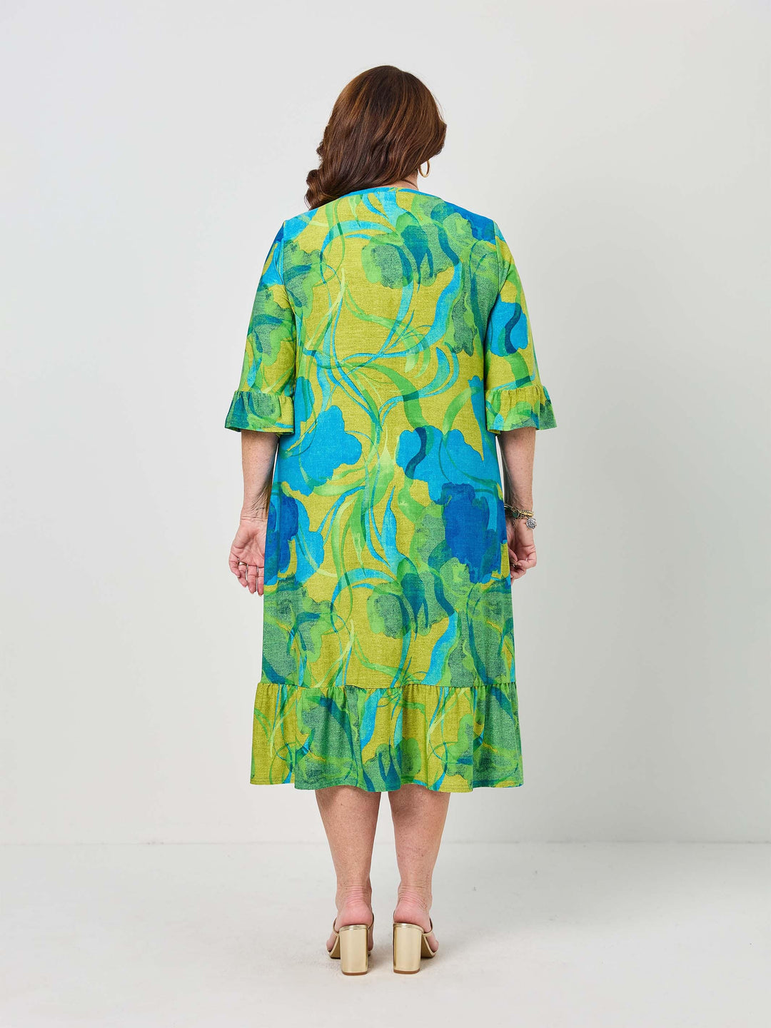 Frill Sleeve Print Jersey Dress - Willow Swish Fashion Frill Sleeve Print Jersey Dress - Willow Swish Fashion