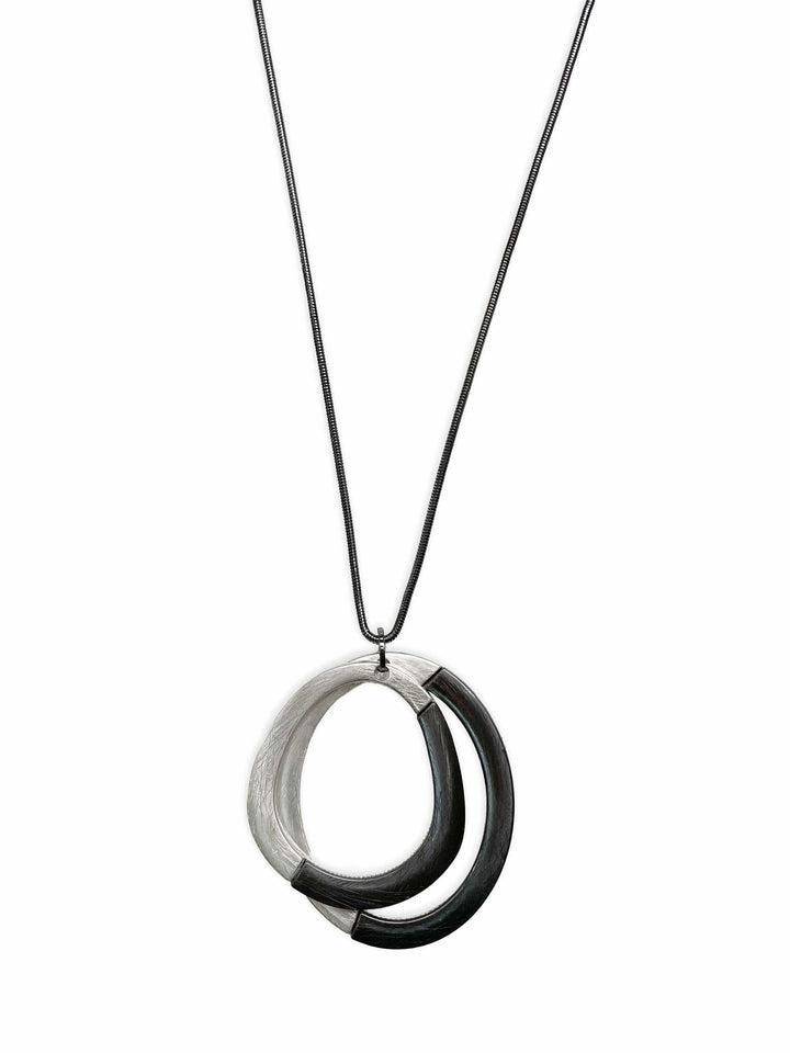 Charcoal Silver Double Ring
