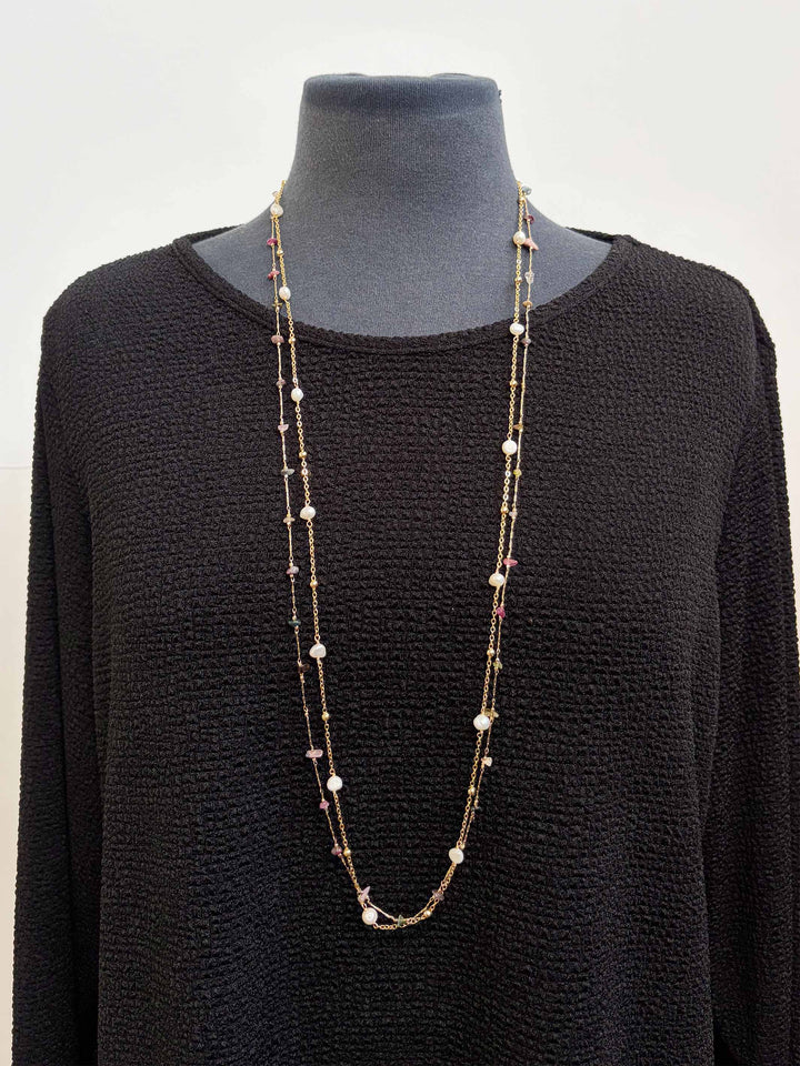 2 Layer Gold and Crystal Necklace