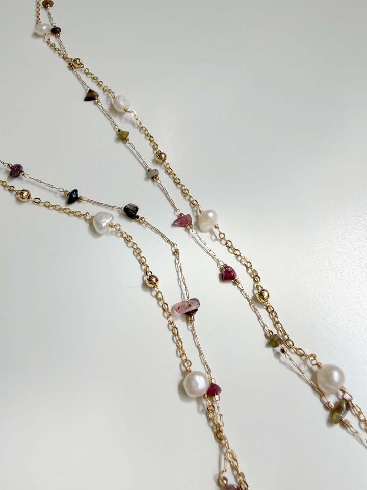 2 Layer Gold and Crystal Necklace