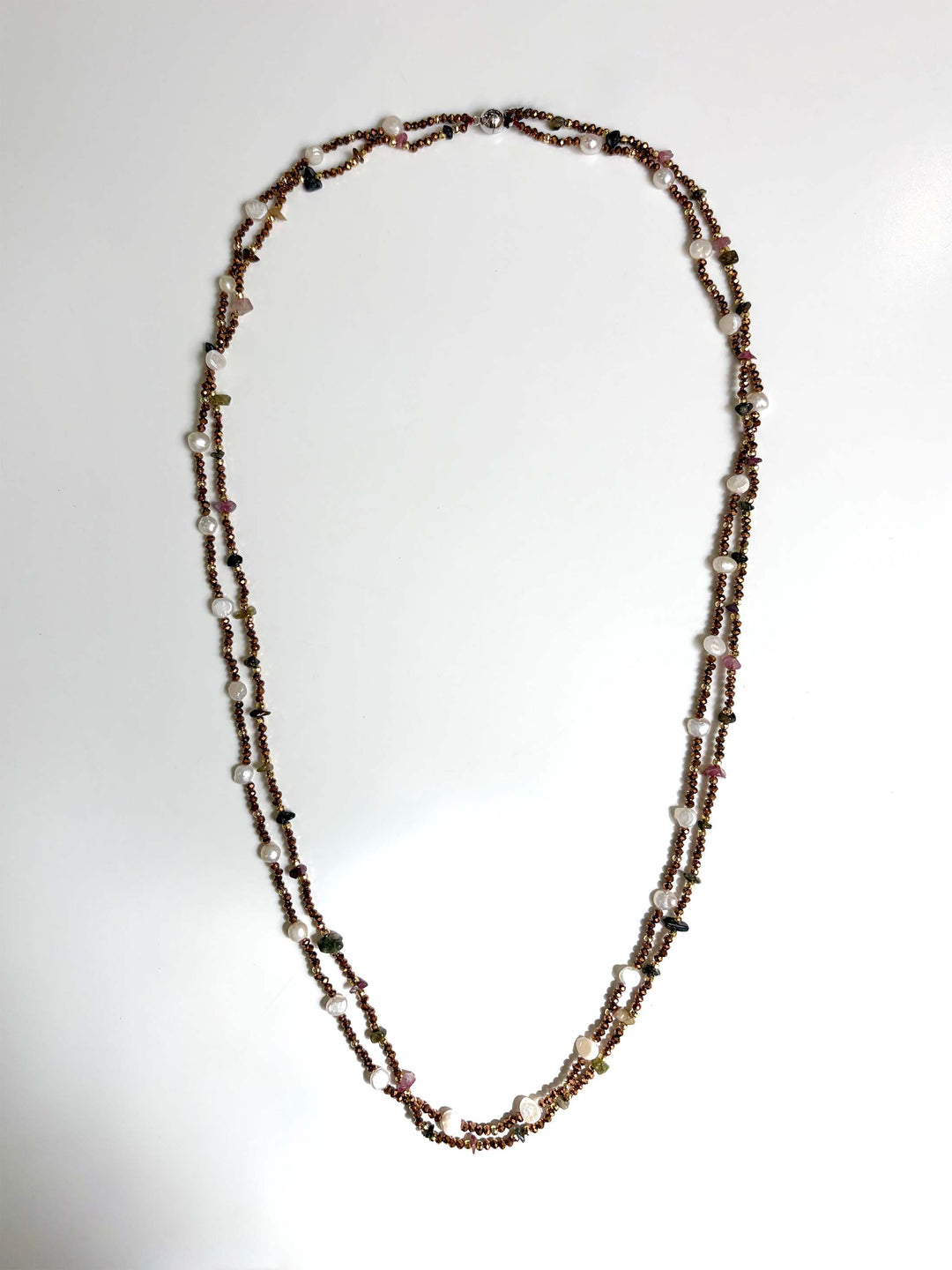 Bronze Crystal and Pearl Necklace