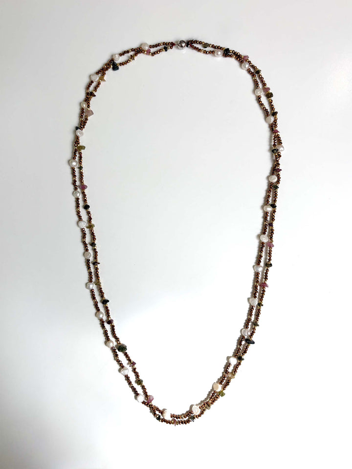 Bronze Crystal and Pearl Necklace