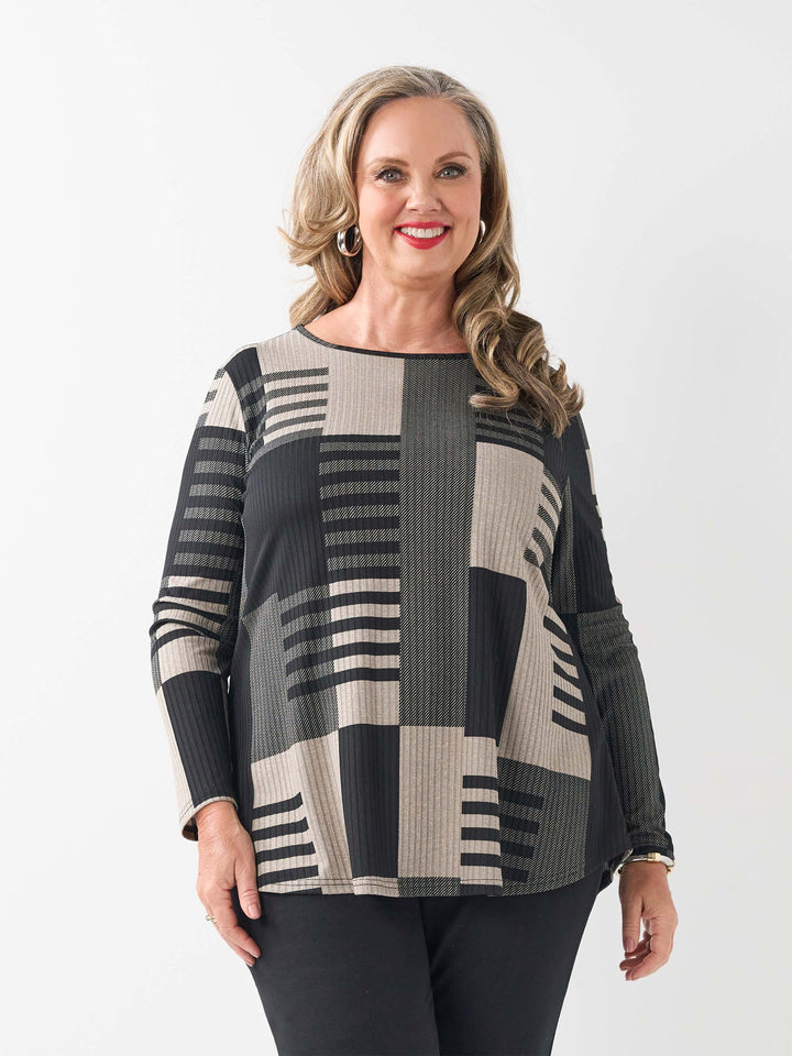 Rib Scoop Hem Top - Skyline