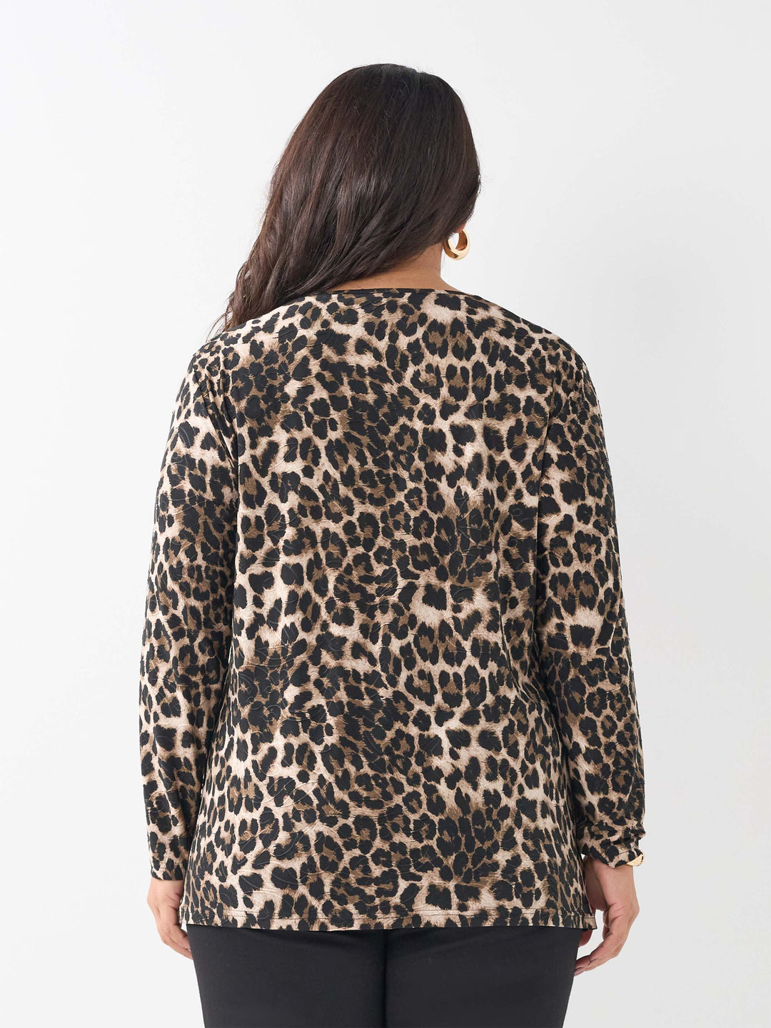 Twist Front Jersey Top - Embossed Leopard