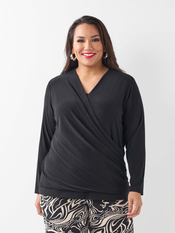 Jersey Cross Over Top - Black