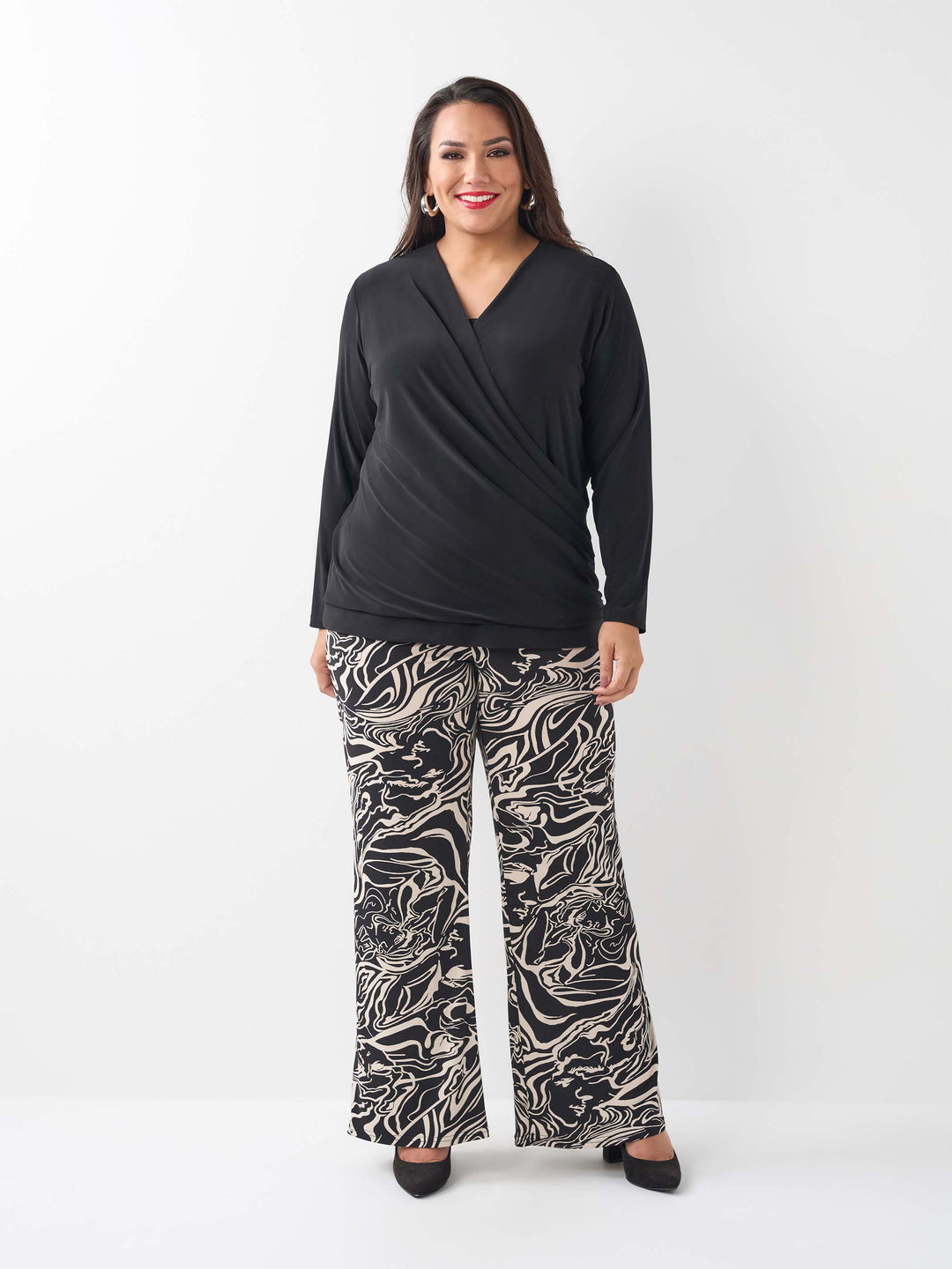 Jersey Cross Over Top - Black