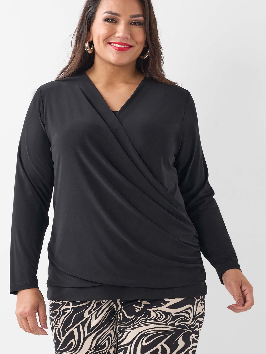 Jersey Cross Over Top - Black