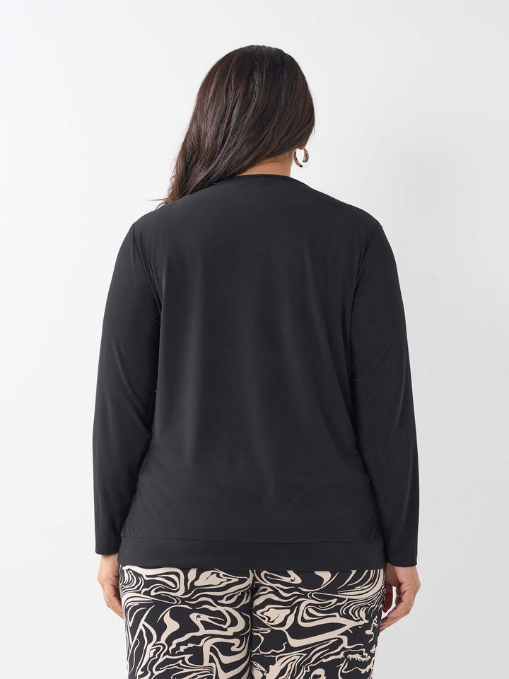 Jersey Cross Over Top - Black