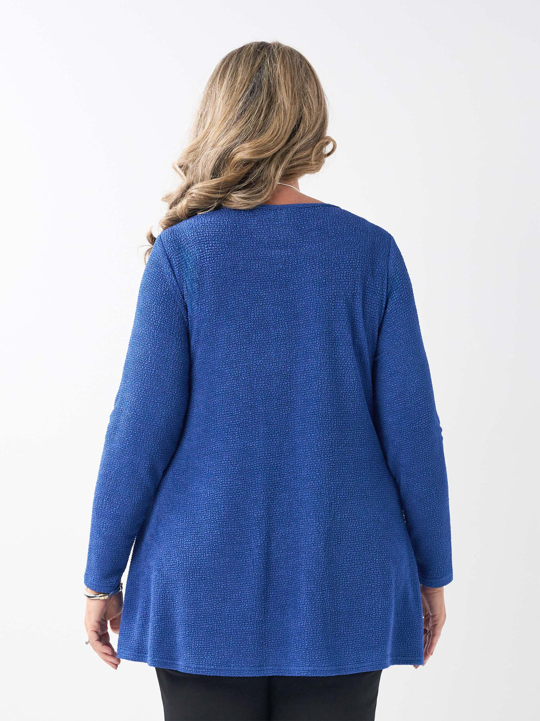 Boat Neck Swing Popcorn Top - Sapphire