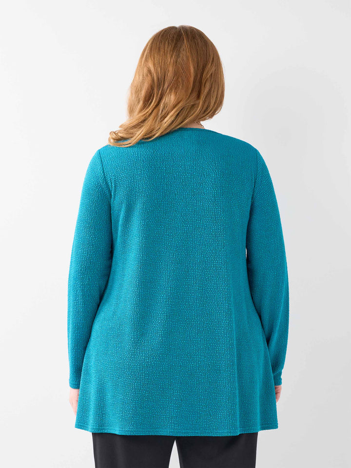 Boat Neck Swing Popcorn Top - Teal