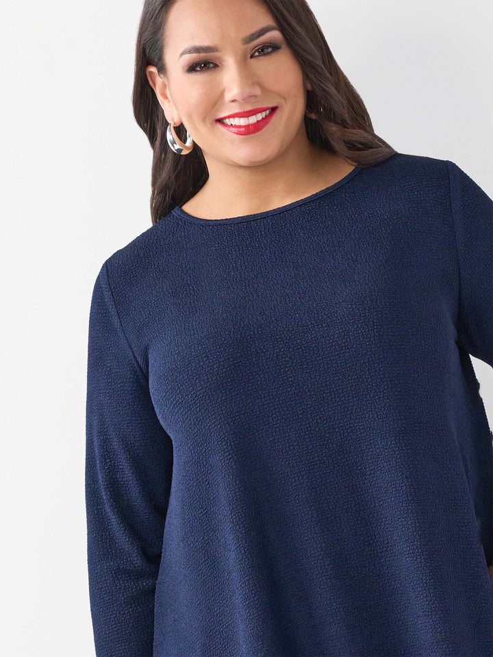 Boat Neck Swing Popcorn Top  - Twilight