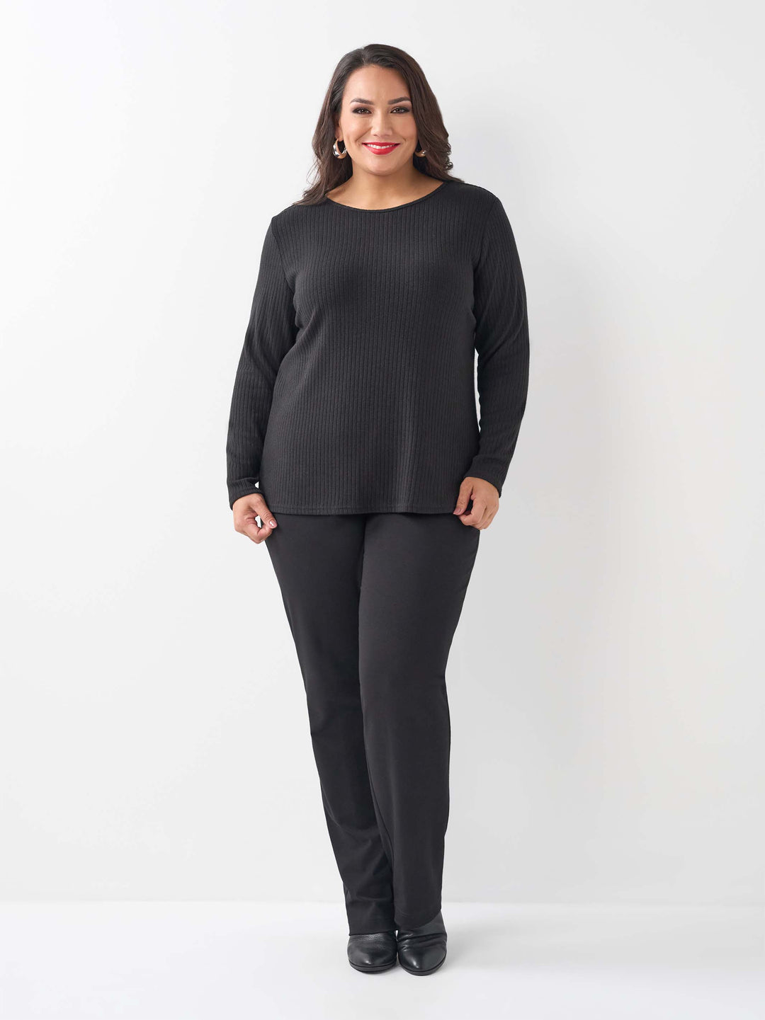 Scoop Neck Basic Rib Tee - Toronto Black
