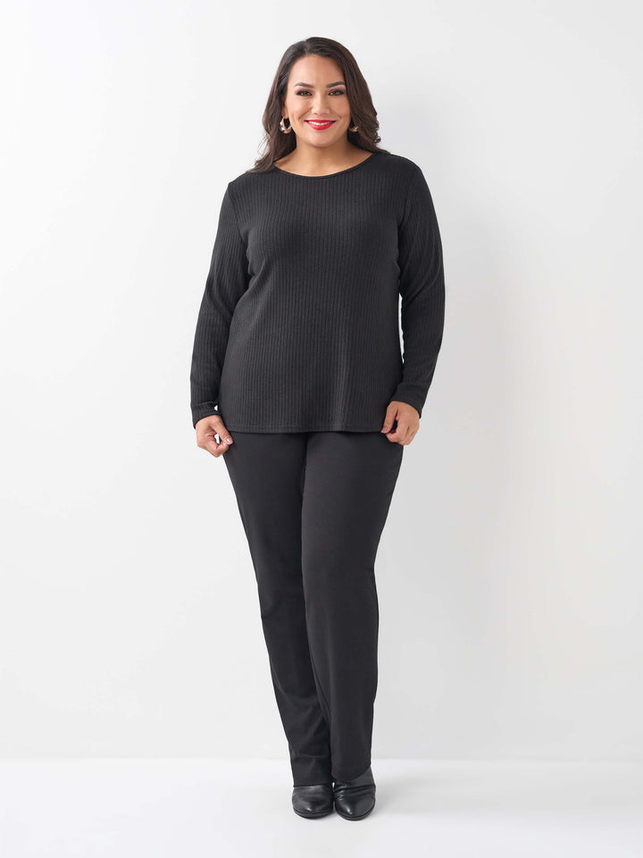Scoop Neck Basic Rib Tee - Toronto Black