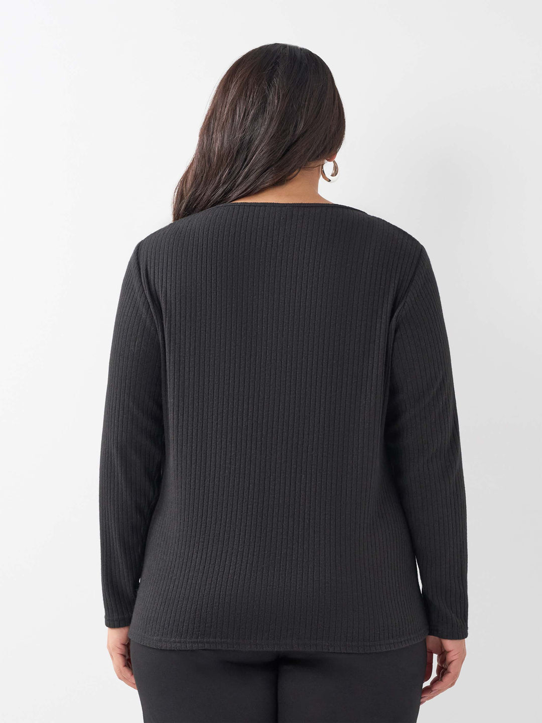 Scoop Neck Basic Rib Tee - Toronto Black