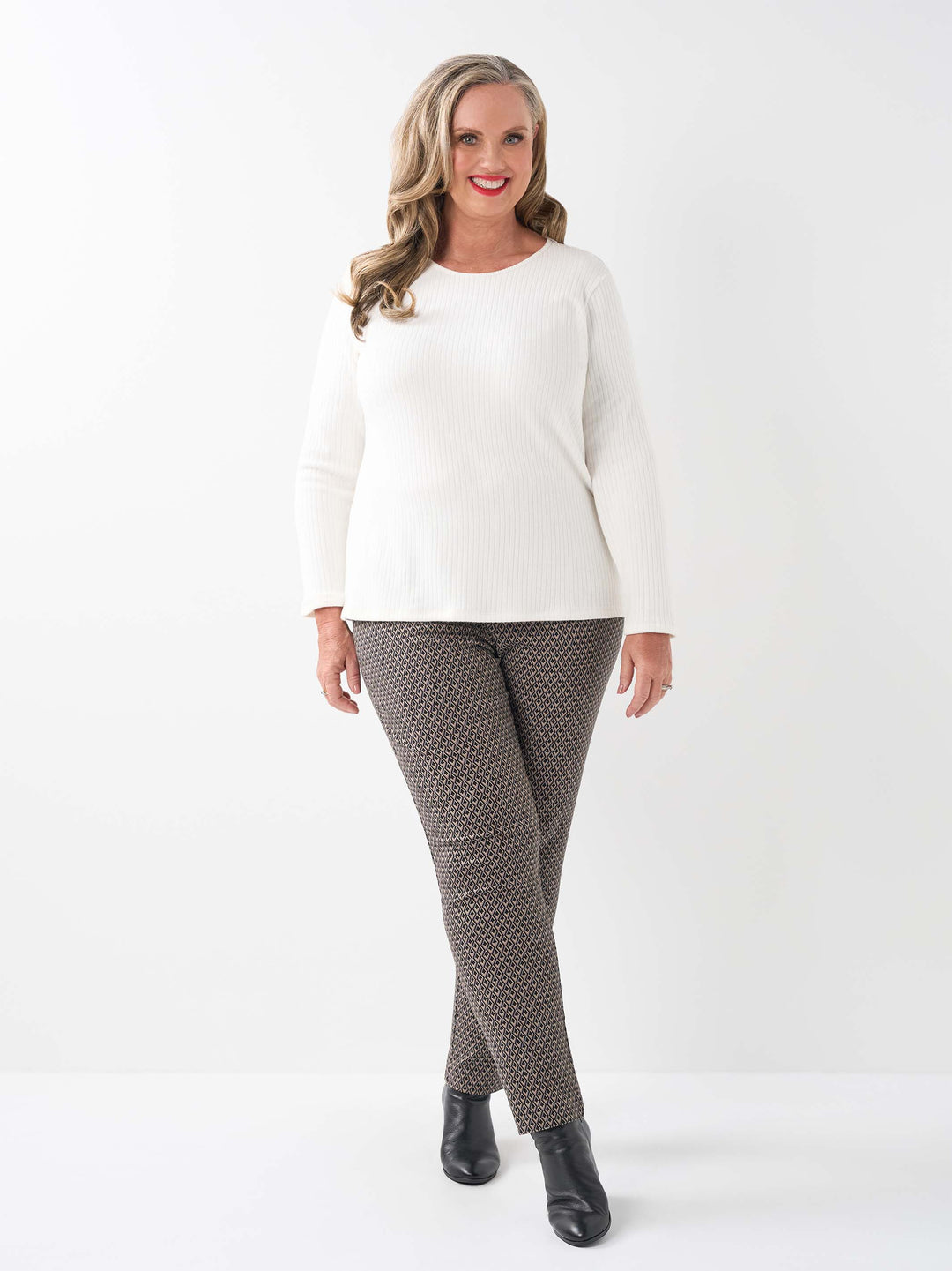 Scoop Neck Basic Rib Tee - Toronto Ivory