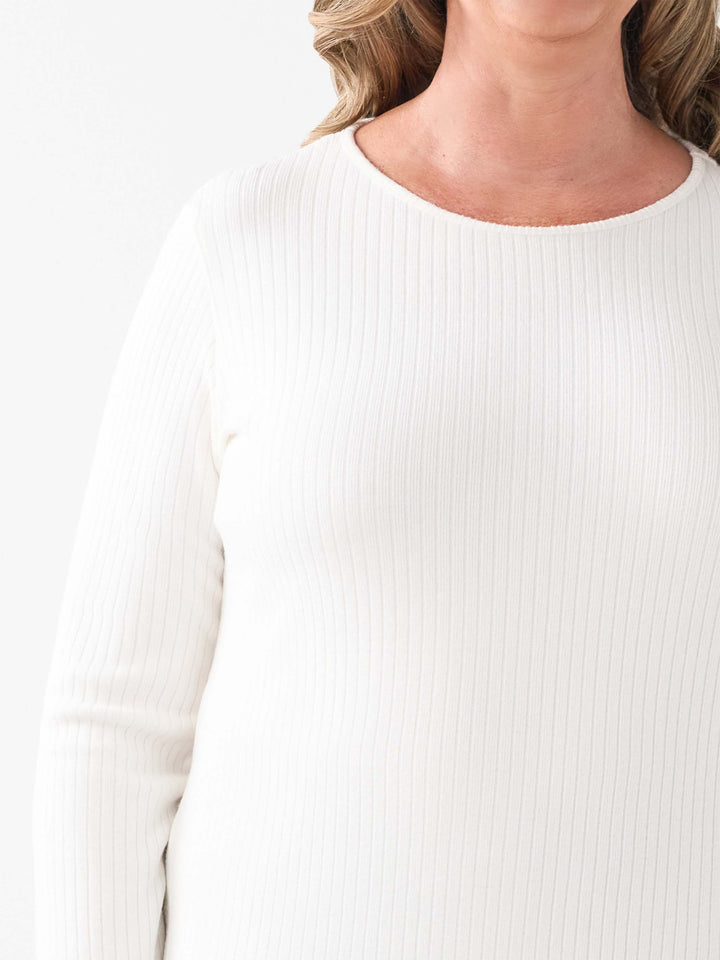 Scoop Neck Basic Rib Tee - Toronto Ivory