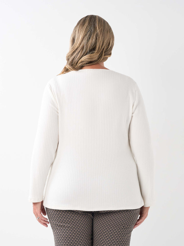 Scoop Neck Basic Rib Tee - Toronto Ivory