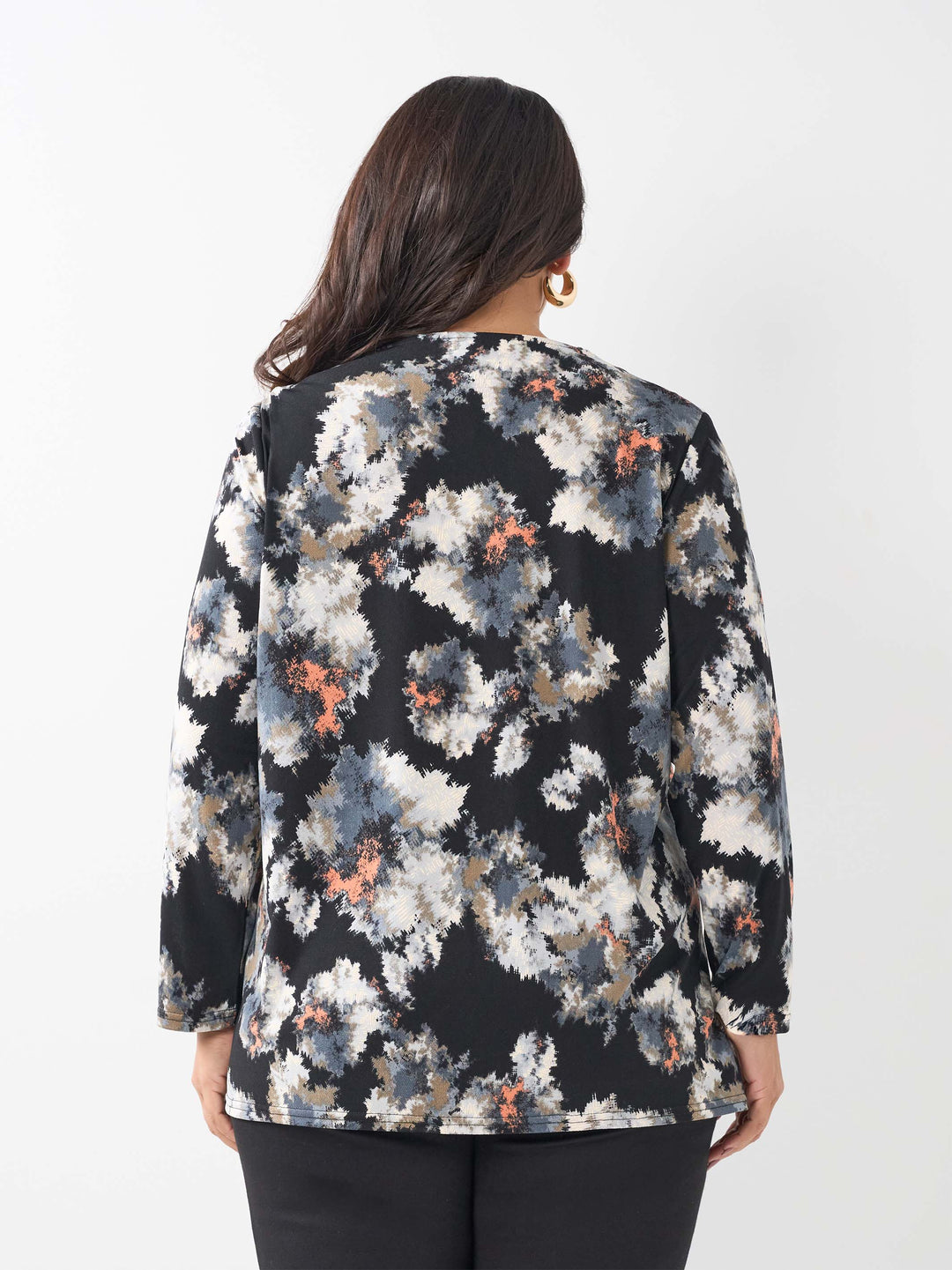Printed V-Neck Band Top - Wispy Flowers