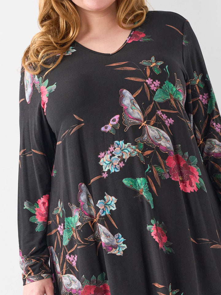 V-Neck Swing Top - Butterfly Garden