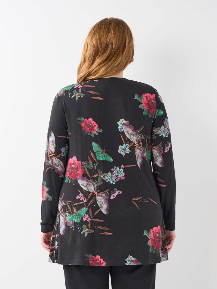 V-Neck Swing Top - Butterfly Garden