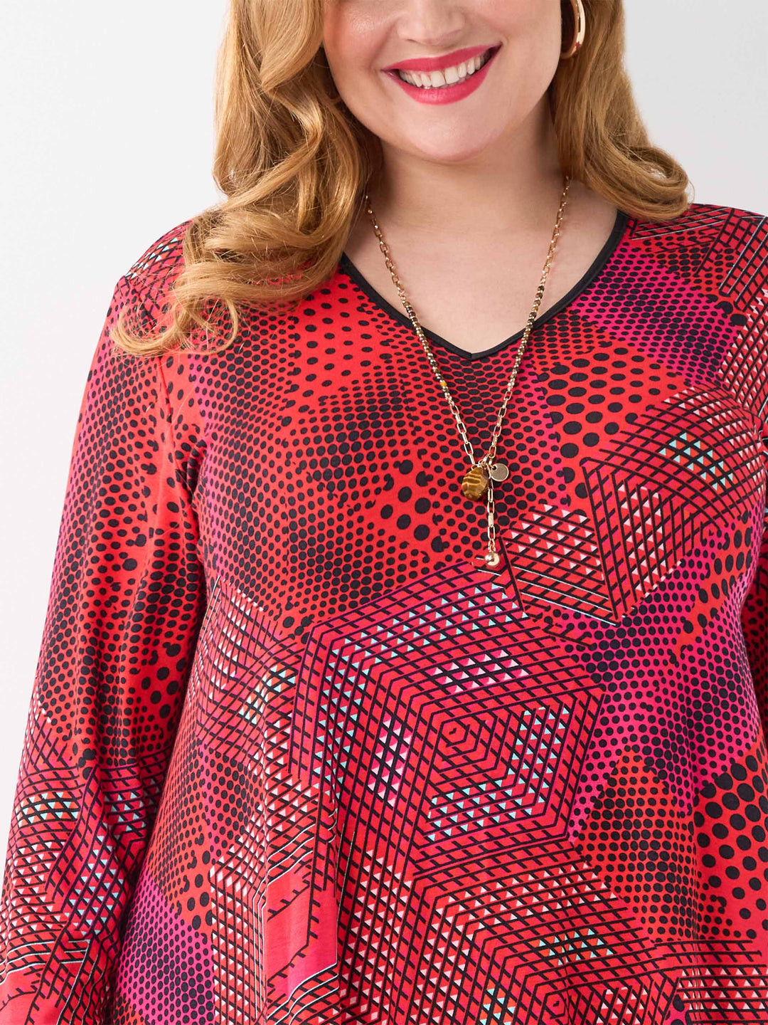 V-Neck Swing Top - Geo Fab