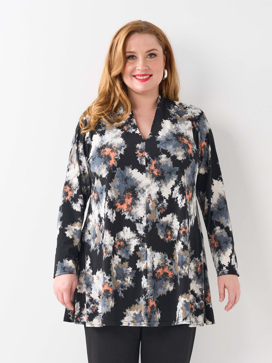 V-Neck Swing Top - Wispy Flowers