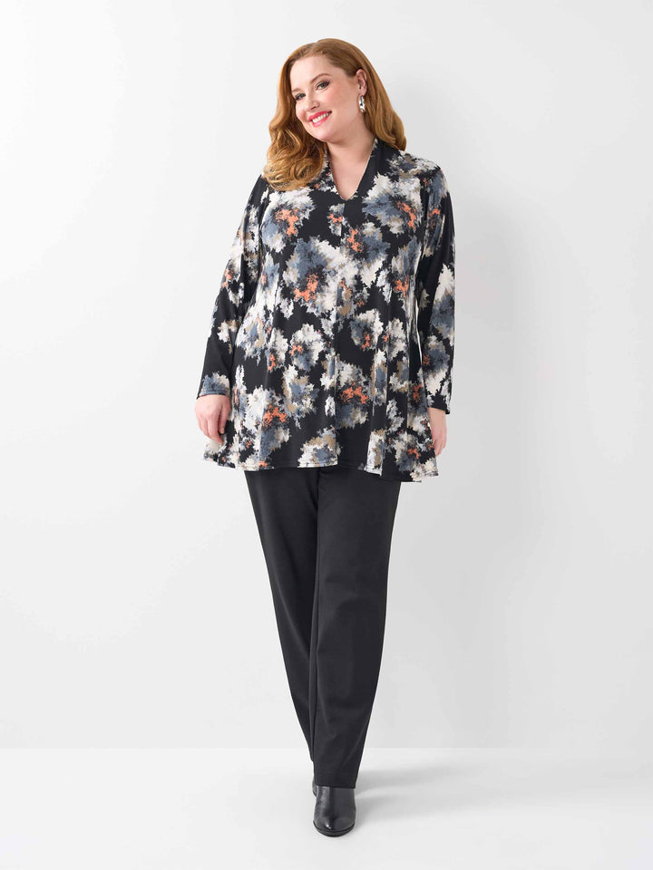 V-Neck Swing Top - Wispy Flowers