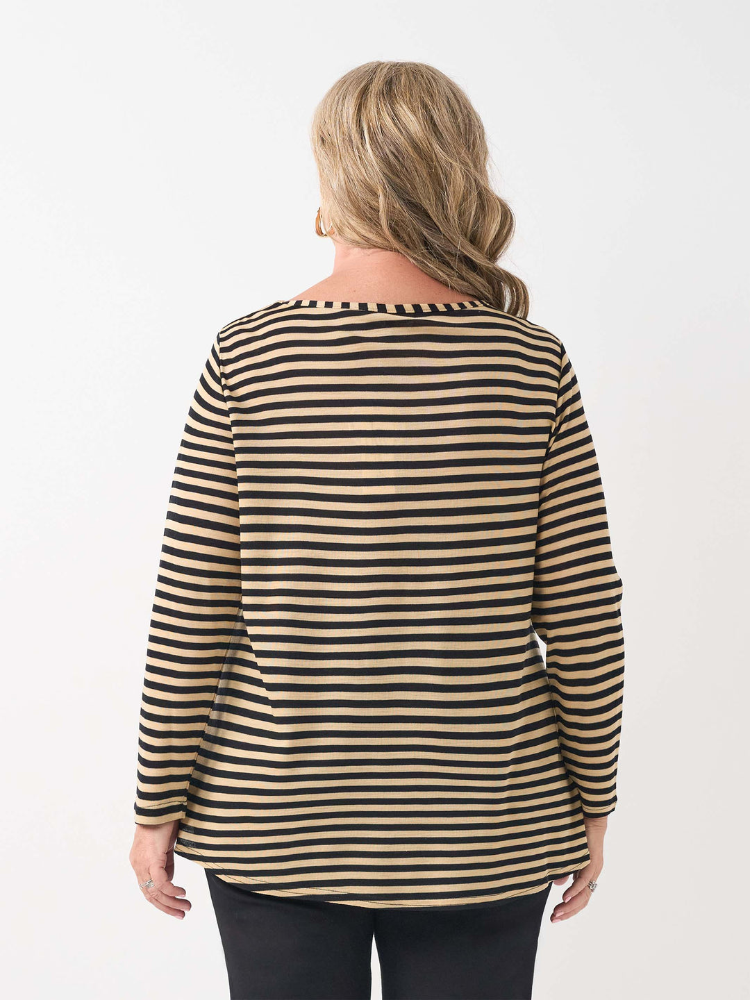 Wool Blend Stripe Tee - Biscuit/Black