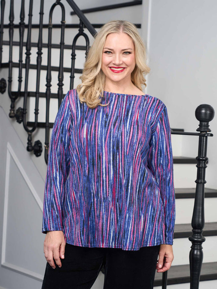 Printed Long Sleeve Basic Top - Violeta