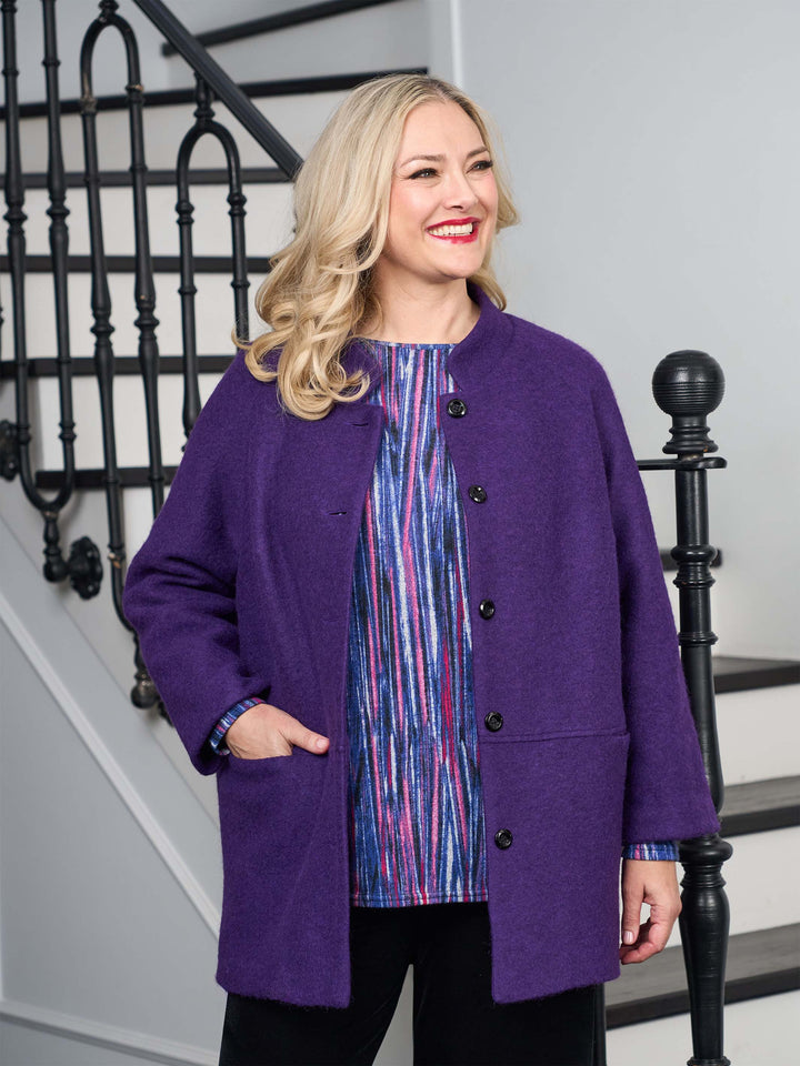 Printed Long Sleeve Basic Top - Violeta