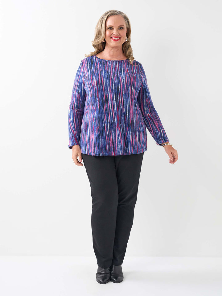 Printed Long Sleeve Basic Top - Violeta