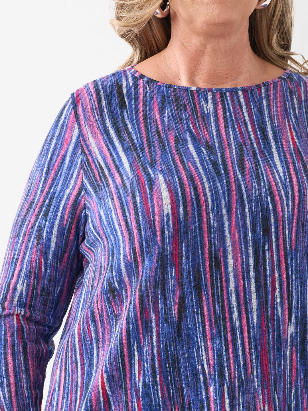 Printed Long Sleeve Basic Top - Violeta